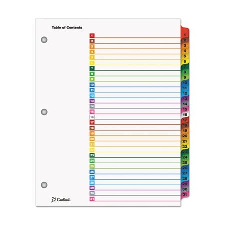 Tops Products INDEX, BNDR, 1-31, LTR, ASTD 60118